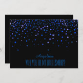 Black Blue Glitter... ben je mijn bruidsmeisje? Kaart (Voorkant / Achterkant)