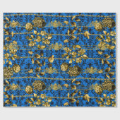 Black Blue Gold Floral Acanthus Leaf Chains Luxe Cadeaupapier (Vlak)