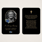 Black Blue Gold Floral Memorial Cards Visitekaartje (Voorkant /achterkant)
