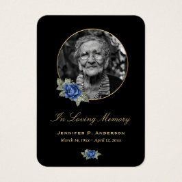 Black Blue Gold Floral Memorial Cards Visitekaartje