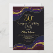 Black Blue Gold Glitter Surprise 30e verjaardag Kaart (Voorkant)