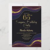 Black Blue Gold Glitter Surprise 65e verjaardag Kaart (Voorkant)