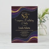 Black Blue Gold Glitter Surprise 85e verjaardag Kaart (Staand voorkant)