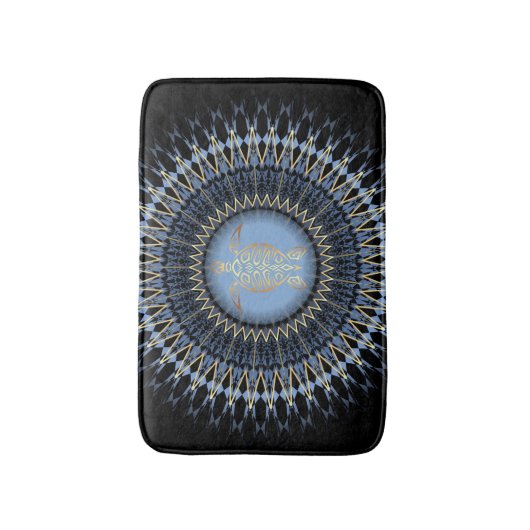 Black Blue Gold Mandala Turtle Badmat (Voorkant Verticaal)
