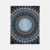 Black Blue Gold Mandala Turtle Coastal Fleece Deken (Voorkant)