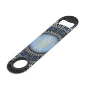 Black Blue Gold Mandala Turtle Coastal Speed Flessenopener (Achterkant Gekanteld)