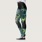 Black Blue Green Digital Abstract Leggings (Links)