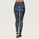 Black Blue Grey Abstract Stripe Patroon Leggings (Achterkant)