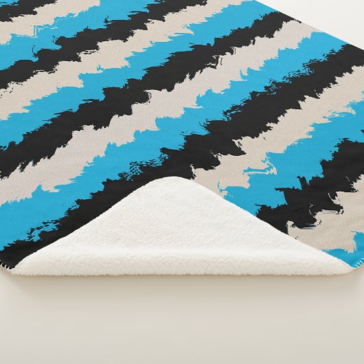 Black Blue Grey Abstract Stripe Patroon Sherpa Deken (3/4)