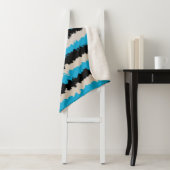 Black Blue Grey Abstract Stripe Patroon Sherpa Deken (In situ)