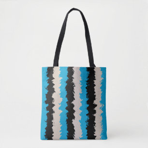 Black Blue Grey Abstract Stripe Patroon Tote Bag
