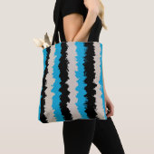 Black Blue Grey Abstract Stripe Patroon Tote Bag (Dichtbij)