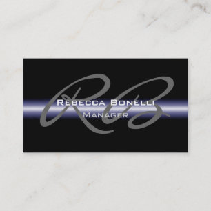 Black Blue Grey Monogram Manager Visitekaartje