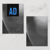 Black Blue Grey Pattern Monogram Visitekaartje (Voorkant / Achterkant)