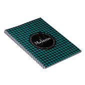 Black Blue Houndstooth Monogrammed Pattern Notitieboek (Rechterzijde)