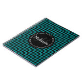 Black Blue Houndstooth Monogrammed Pattern Notitieboek (Linkerzijde)