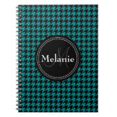 Black Blue Houndstooth Monogrammed Pattern Notitieboek (Voorkant)