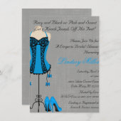 Black & Blue Lingerie Bruids Douche Uitnodiging (Voorkant / Achterkant)