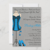 Black & Blue Lingerie Bruids Douche Uitnodiging (Voorkant)