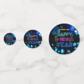 Black & Blue Midnight Sparkle Neon Glow New Year Confetti (Achterkanten)