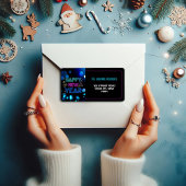 Black & Blue Midnight Sparkle Neon Glow New Year  Etiket