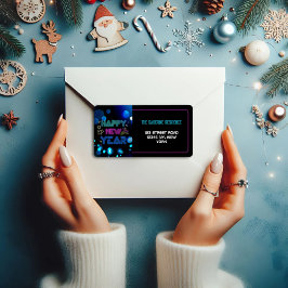 Black & Blue Midnight Sparkle Neon Glow New Year Etiket
