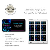 Black & Blue Midnight Sparkle Neon Glow New Year Etiket
