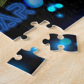 Black & Blue Midnight Sparkle Neon Glow New Year Legpuzzel (Zijkant)