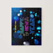 Black & Blue Midnight Sparkle Neon Glow New Year Legpuzzel (Verticaal)