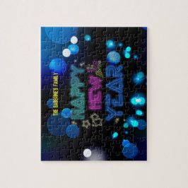 Black & Blue Midnight Sparkle Neon Glow New Year  Legpuzzel