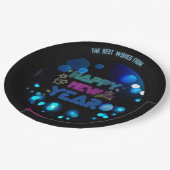 Black & Blue Midnight Sparkle Neon Glow New Year Papieren Bordje (Gekanteld)