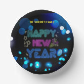 Black & Blue Midnight Sparkle Neon Glow New Year Papieren Kommen (Voorkant)