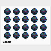 Black & Blue Midnight Sparkle Neon Glow New Year Ronde Sticker (Vel)