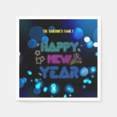 Black & Blue Midnight Sparkle Neon Glow New Year Servet (Voorkant)