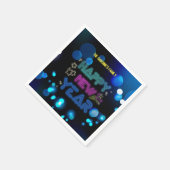 Black & Blue Midnight Sparkle Neon Glow New Year Servet (Hoek)