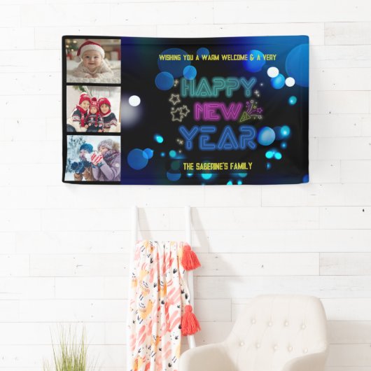 Black & Blue Midnight Sparkle Neon Glow New Year Spandoek (Insitu)