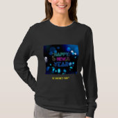 Black & Blue Midnight Sparkle Neon Glow New Year T-shirt (Voorkant)