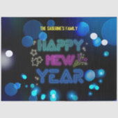 Black & Blue Midnight Sparkle Neon Glow New Year  Tissuepapier (Voorkant)