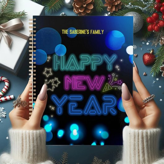 Black & Blue Midnight Sparkle Neon Glow Nieuwjaar Planner