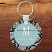 Black Blue Monogram Wedding Sleutelhanger (Voorkant)