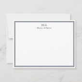 Black Blue Monogrammed Notitiekaartje (Voorkant)