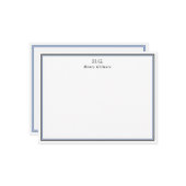 Black Blue Monogrammed Notitiekaartje (Voorkant / Achterkant in situ)