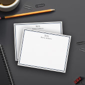 Black Blue Monogrammed Notitiekaartje