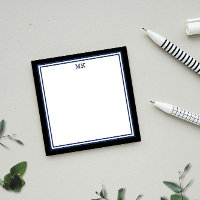 Black Blue Monogrammed Post-it Notes