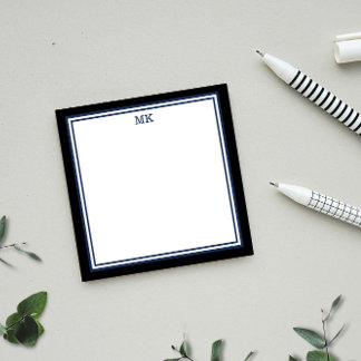 Black Blue Monogrammed Post-it Notes