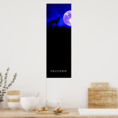 Black Blue Motivatie Freedom Wolf door Poster (Keuken)