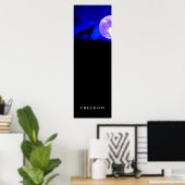 Black Blue Motivatie Freedom Wolf door Poster (Thuiskantoor)