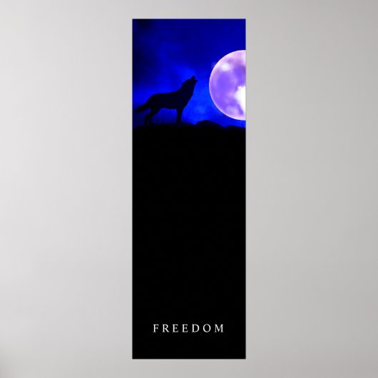 Black Blue Motivatie Freedom Wolf door Poster (Voorkant)