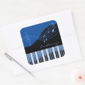 Black & Blue Musical Melody Vierkante Sticker (Envelop)