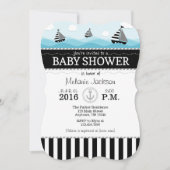 Black Blue Nautical Baby shower Invitation Kaart (Voorkant)